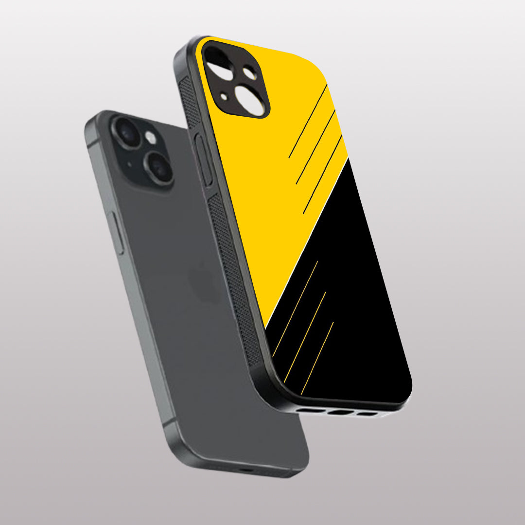 Yellow & Black pattern phone case for iphone 14 plus | Glass case
