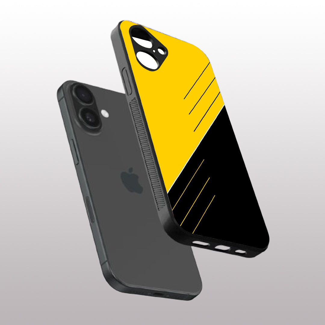Yellow & Black pattern phone case for iphone 16 plus | Glass case