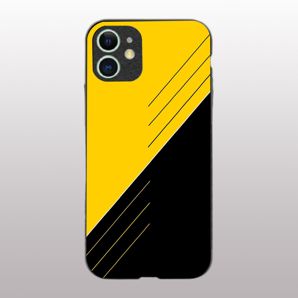 Yellow & Black pattern phone case for iphone 11 Glass case