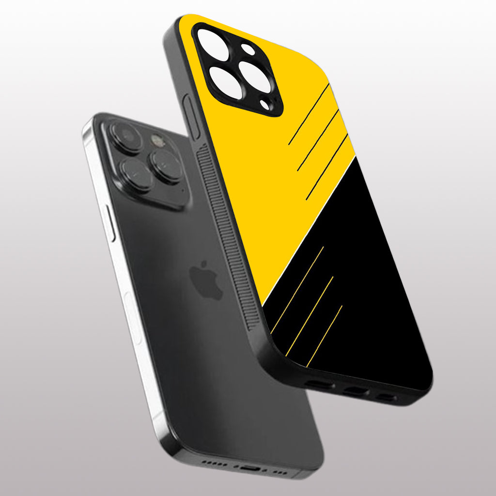 Yellow & Black pattern phone case for iphone 12 pro | |Glass case