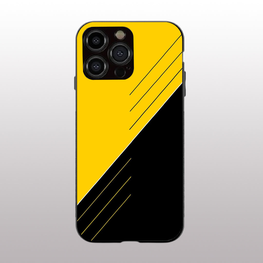 Yellow & Black pattern phone case for iphone 15 pro | Glass case