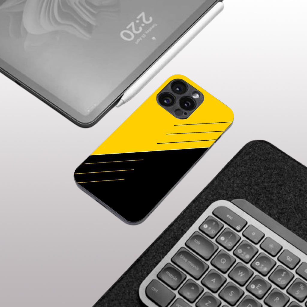Yellow & Black pattern phone case for iphone 16 pro max | Glass case