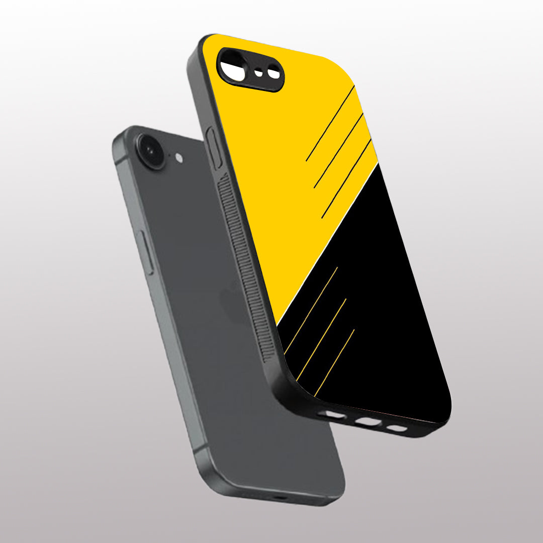 Yellow & Black pattern phone case for iphone 16E | Glass case