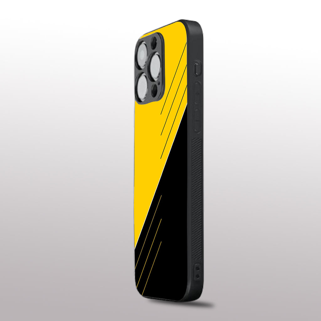 Yellow & Black pattern phone case for iphone 12 pro | |Glass case