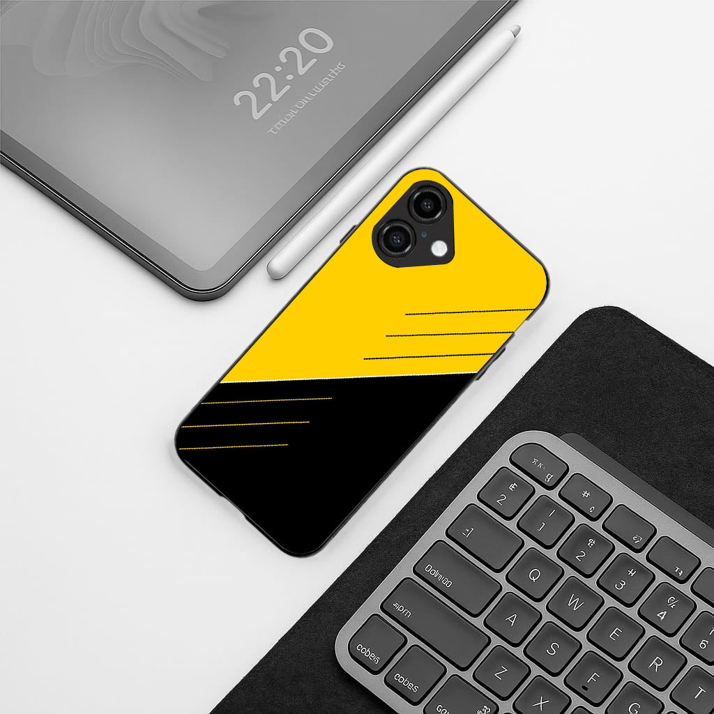 Yellow & Black pattern phone case for iphone 16 |Glass case