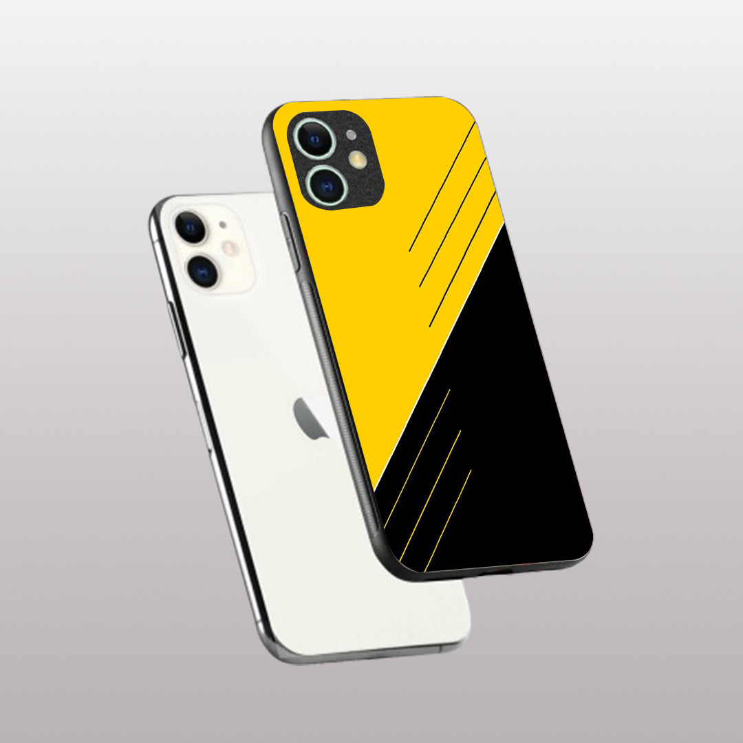 Yellow & Black pattern phone case for iphone 11 Glass case