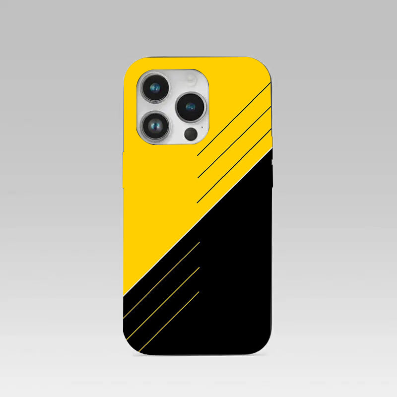 Yellow & Black pattern phone case for iphone 14 pro | Glass case