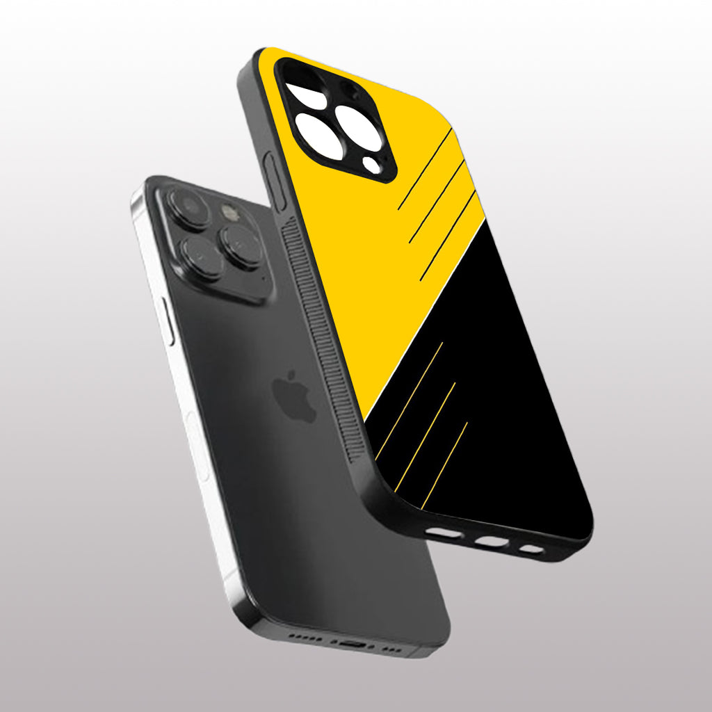 Yellow & Black pattern phone case for iphone 14 pro max | Glass case