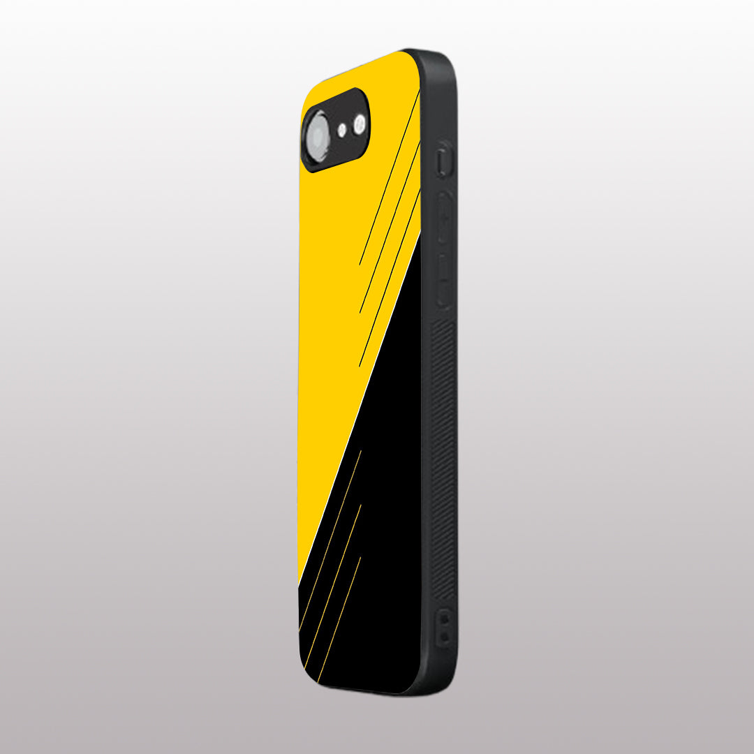 Yellow & Black pattern phone case for iphone 16E | Glass case