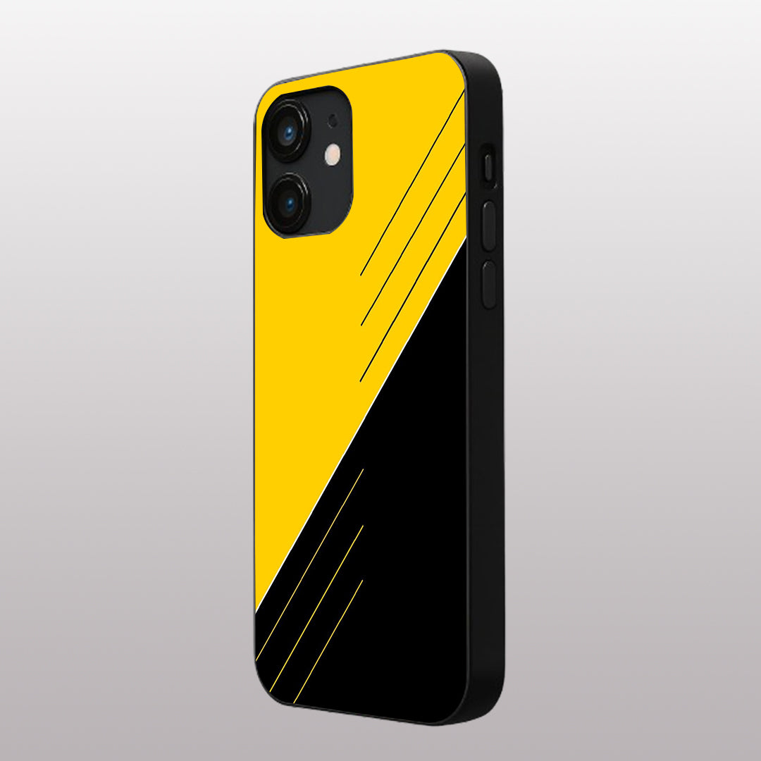 Yellow & Black pattern phone case for iphone 11 Glass case