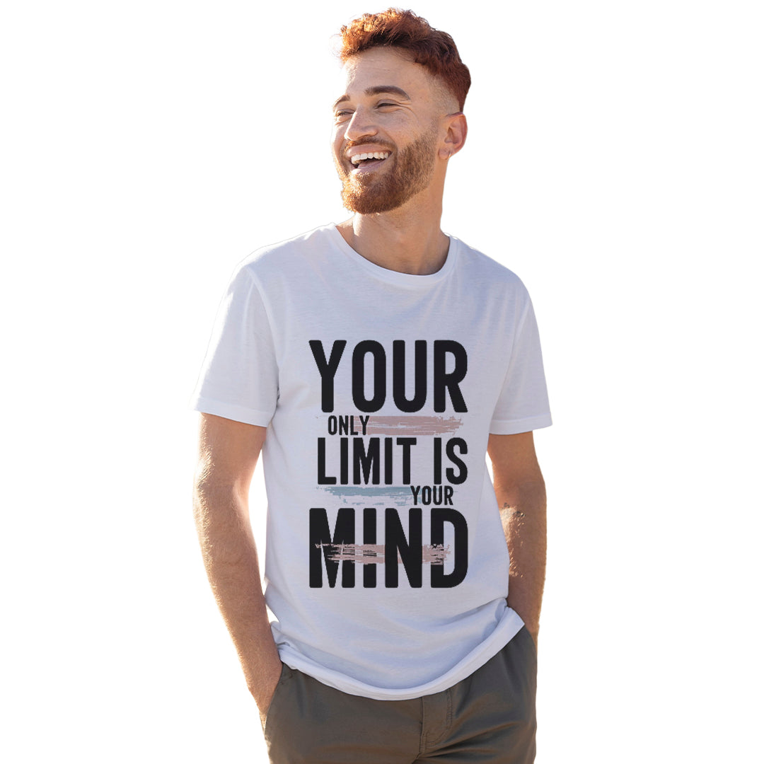 Your Only Limit Is Your Mind Graphic Printed T-Shirt for Men | Premium Cotton + Polyester | White