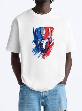 Cyber Warrior Graphic Printed T-Shirt for Men | Premium Cotton + Polyester | White - RENTALKART ADTECH PRIVATE LIMITED