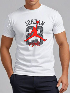 Jordan 23 Basketball Graphic Printed T-Shirt for Men | Premium Cotton + Polyester | White