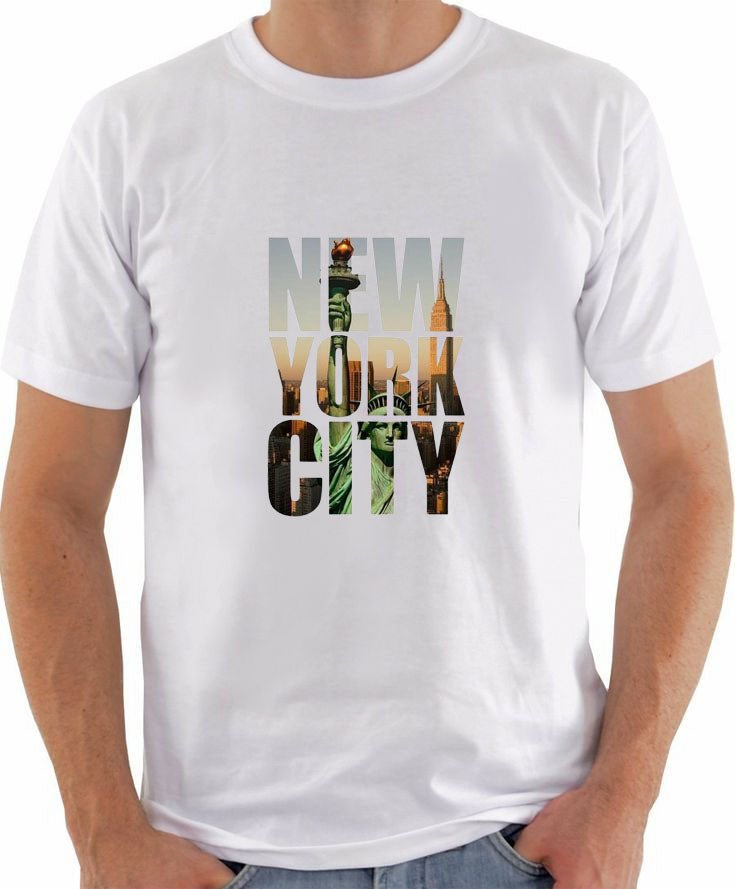 New York City Printed T-Shirt for Men | NYC Skyline Graphic Tee | Travel Theme Streetwear T-Shirt | Cotton Polyester A4 Print | Rentalkart - RENTALKART ADTECH PRIVATE LIMITED