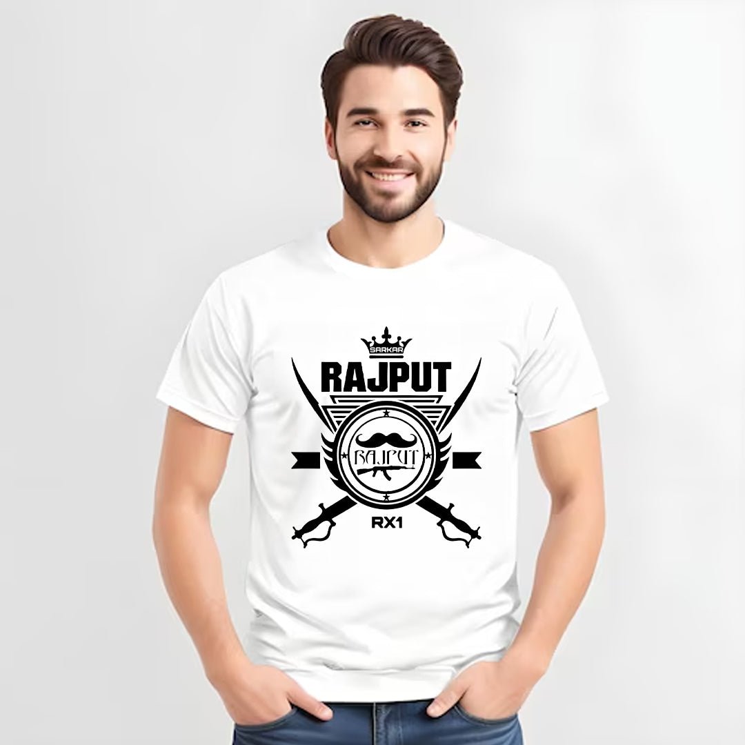 Rajput Attitude T-Shirt for Men | Rajputana Pride Graphic Tee | Royal Warrior Printed T-Shirt India | Cotton Polyester A4 Print | Rentalkart - RENTALKART ADTECH PRIVATE LIMITED