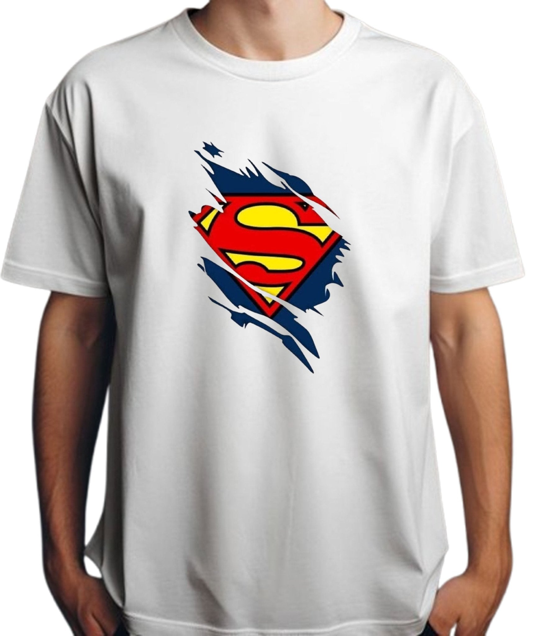 Super Hero Shield Graphic Printed T-Shirt for Men | Premium Cotton + Polyester | White - RENTALKART ADTECH PRIVATE LIMITED