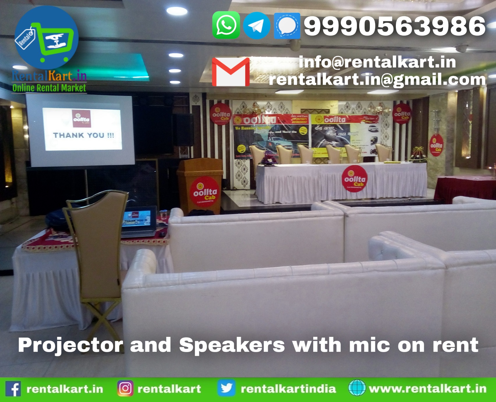 Projector and Speakers with mic on rent in Delhi and Delhi NCR